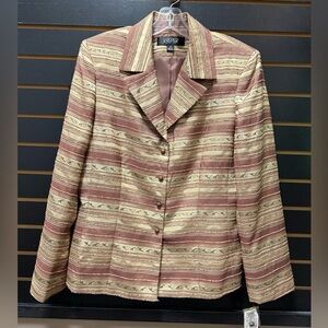 NWT Kasper Striped Metallic Blazer Size 14